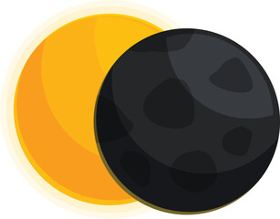 Poster - illustration of a dark planet passing in front of the sun creating a partial eclipse