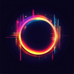 Wall Mural - Abstract Neon Light Circle with Glowing Lines on Dark Background