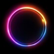 © atar - Abstract Colorful Neon Light Circle Frame on Black Background