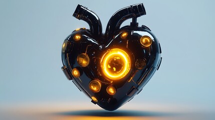 Poster - A Metallic Heart with Glowing Core