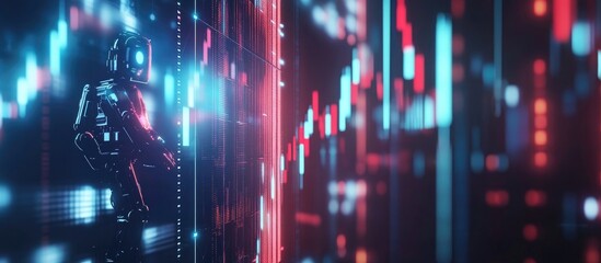 Aufkleber - Concept of AI robots assisting traders in buying and selling within stock markets and cryptocurrency focusing on financial analysis and technological advancements in the business sector