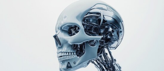 Poster - Robot skull design with a metallic cyborg head