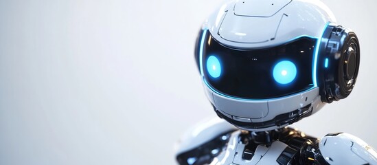 Poster - Close up view of a cartoon robot in a shutdown position 3D illustration