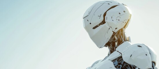 Aufkleber - Futuristic humanoid robot featuring a 3D illustration of a white robotic figure