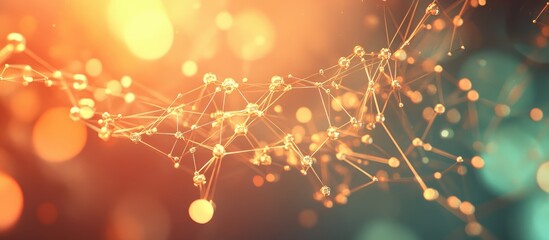 Poster - Abstract geometric background featuring interconnected lines and dots Represents molecular structures and communication A scientific concept suitable for technology and medical designs