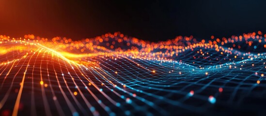 Poster - Abstract geometric background showcasing a global network connection with interconnected dots and lines Concept of digital technology and communication