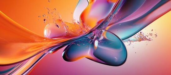 Poster - 3D illustration showcasing a dynamic abstract design with vibrant colors and fluid shapes creating an engaging visual experience