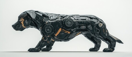 Poster - Vintage cyber dog profile image on a white background side view 3D illustration