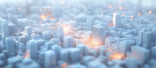 Poster - Urban landscape showcasing the concept of a wireless network connectivity
