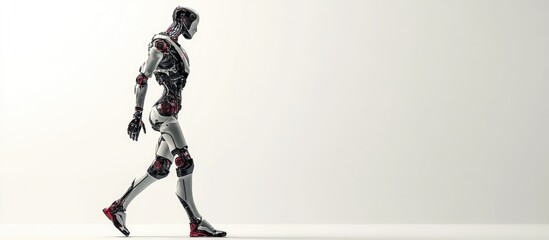 Aufkleber - 3D illustration of a side view of a robotic figure walking against a white background