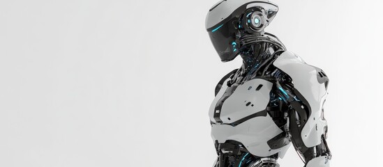 Poster - 3D rendering of a full body humanoid robot on a white backdrop