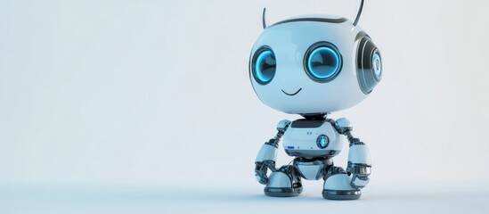 Poster - Adorable small robotic toy in 3D rendering