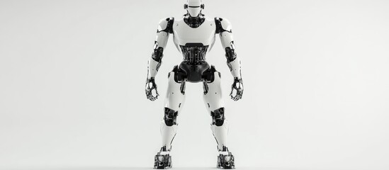Poster - 3D illustration of a standing worker robot against a white background
