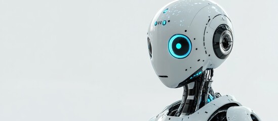 Poster - Futuristic robot design on a white background adding an element of fun to your creative projects 3D illustration