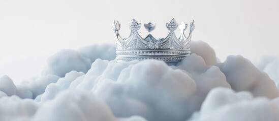 Poster - Cloud with a silver crown on a white background Representation of optimal networking databases and cloud storage Royal technology concept in 3D rendering