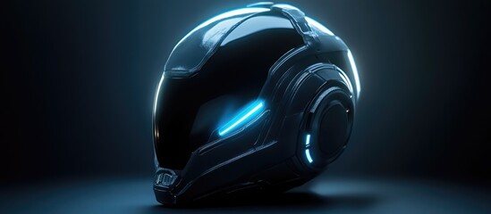 Poster - Futuristic 3D rendered helmet design for a science fiction theme