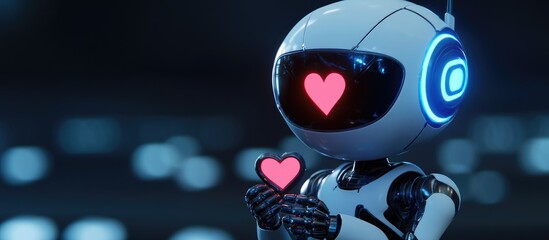 Poster - A charming robot making a love gesture designed as a mascot for an esports illustration