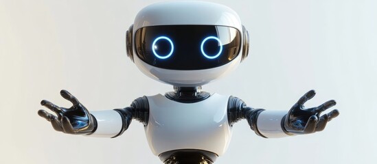 Poster - A charming robot with outstretched arms offering a warm welcome 3D illustration