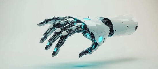 Poster - Robot hand gesture symbolizing mechanical technology Futuristic design concept illustrated on a plain background