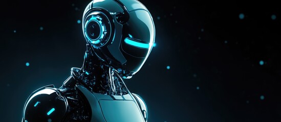 Aufkleber - 3D robot displayed on a dark background