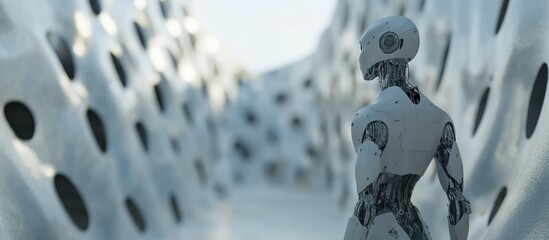 Poster - A humanoid robot guiding the way 3D illustration