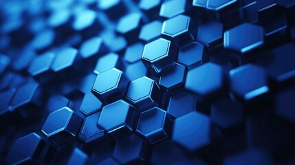 Wall Mural - Abstract blue hexagonal background with a technological feel