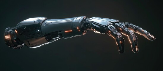 Poster - Futuristic robotic arm extending its index finger rendered in 3D