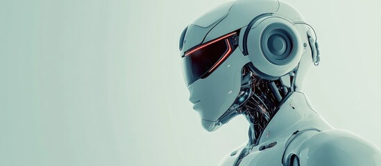 Aufkleber - Futuristic humanoid robot characterized by a sleek design in a 3D rendering