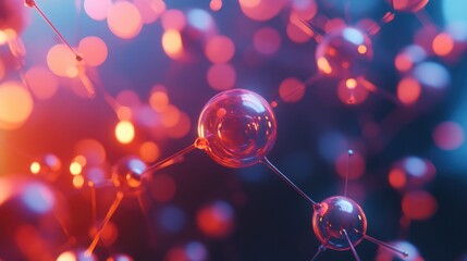 Poster - Abstract background featuring numerous atoms created using 3D rendering techniques