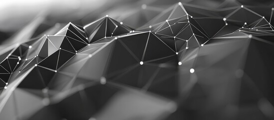 Poster - Abstract low poly background in shades of gray featuring interconnected dots and lines representing technology and science concepts