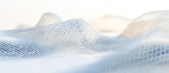 Poster - Vibrant plastic mesh creating a large shadow on a soft white background featuring a blurred effect and ample space for text ideal for natural wallpaper concepts
