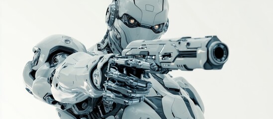 Poster - 3D illustration of an isolated male robot against a white backdrop