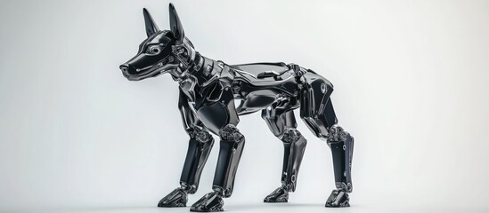 Poster - 3D illustration of a standing cyber dog against a white background