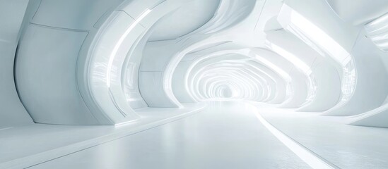 Poster - Futuristic White Architectural Design Backdrop Construction Concept 3D Rendered Illustration