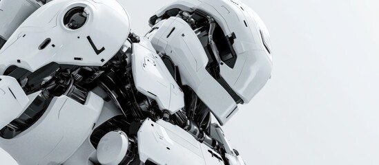 Aufkleber - 3D illustration of an upright robot on a white background focusing on a close up perspective
