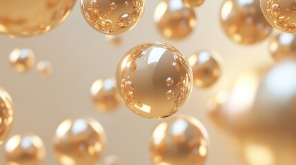  - gold beige backdrop featuring spheres 3d illustration and rendering