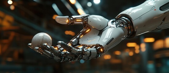 Poster - 3D rendering of a robotic hand gripping and releasing an object