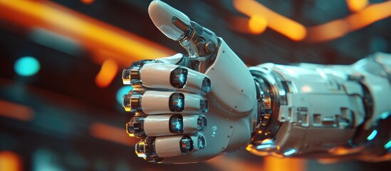Poster - 3D render of a robotic hand making a thumbs up gesture