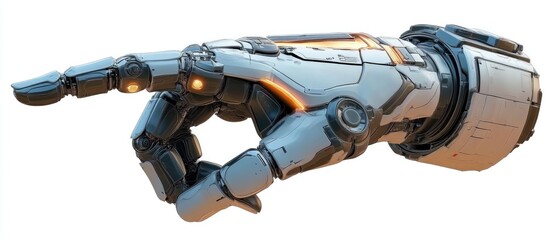 Poster - 3D rendering of a robotic hand pointing isolated on a white background