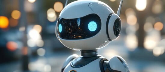 Poster - Funny robot cartoon character 3D illustration for digital content or creative projects