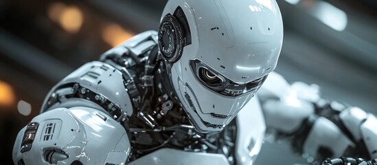 Poster - cyborg prepared for action 3d rendering