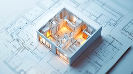 Poster - Architectural floor plan of a structured design illustrated on paper