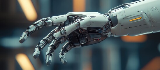 Poster - Futuristic robotic arm design rendered in 3D