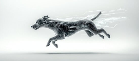 Poster - A 3D illustration of a flying dog representing cyber security against a clean white backdrop