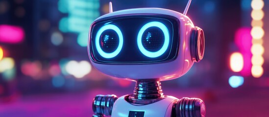 Poster - 3D rendering of an adorable robot set against a studio backdrop