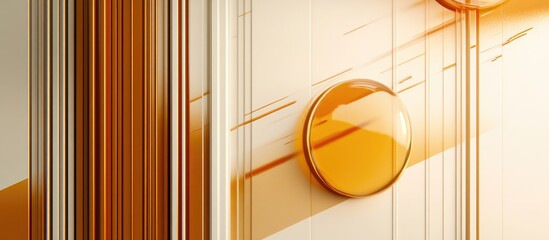 Poster - Abstract background featuring a gradient of brown mustard orange gold yellow beige and white Includes geometric shapes with striped lines and a textured appearance