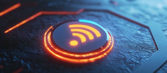 Aufkleber - 3D illustration of a wireless WiFi button