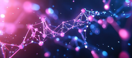 Poster - Molecular structure backdrop featuring DNA and neural network elements Conceptual design showcasing artificial intelligence science and technology through interconnected lines and dots