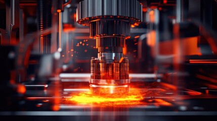 Poster - 3D representation of a hydraulic press in action