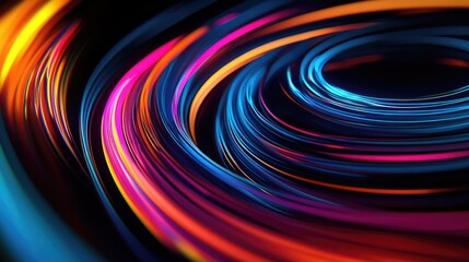 Poster - Vibrant abstract swirling lines illuminated in the dark